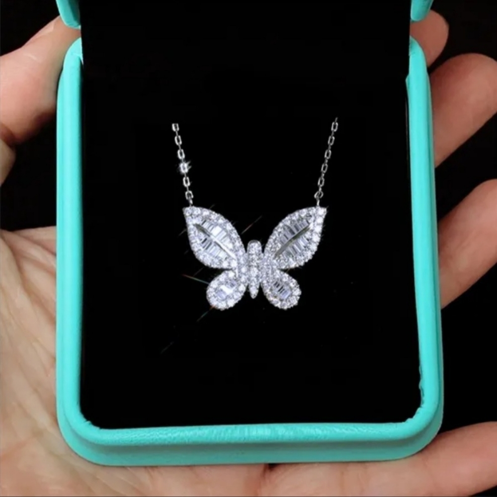 New Blingy Micro-Inlay Diamond Butterfly Necklace - Picture 2 of 4
